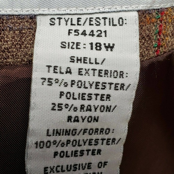 Sag Harbor Woman Tweed Blazer Women's Size 18W Brown Plaid Fringe Detailing - Picture 9 of 10